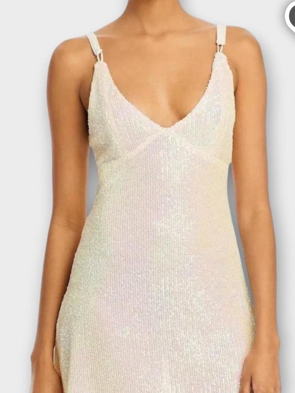 Iridescent Cream Sequin Mini Dress